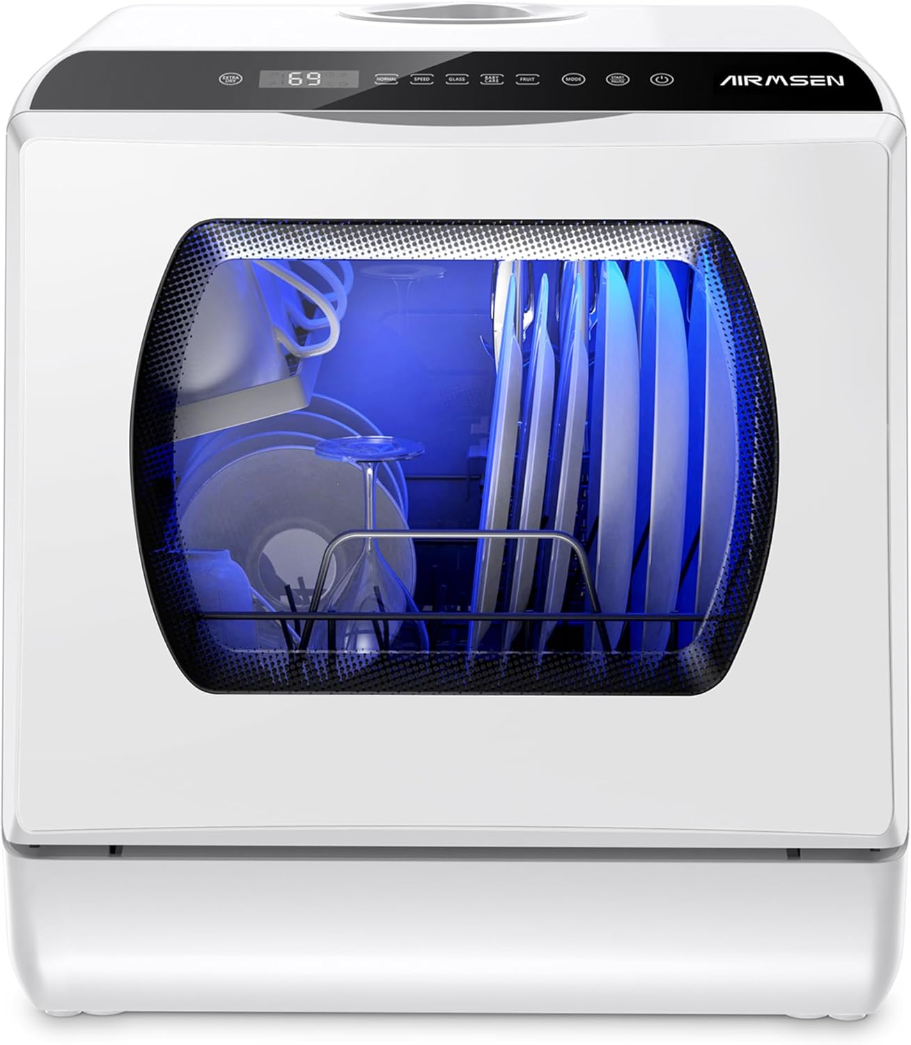AIRMSEN Portable Countertop Dishwashers, 5 Washing Programs Mini Dishwashers wit...