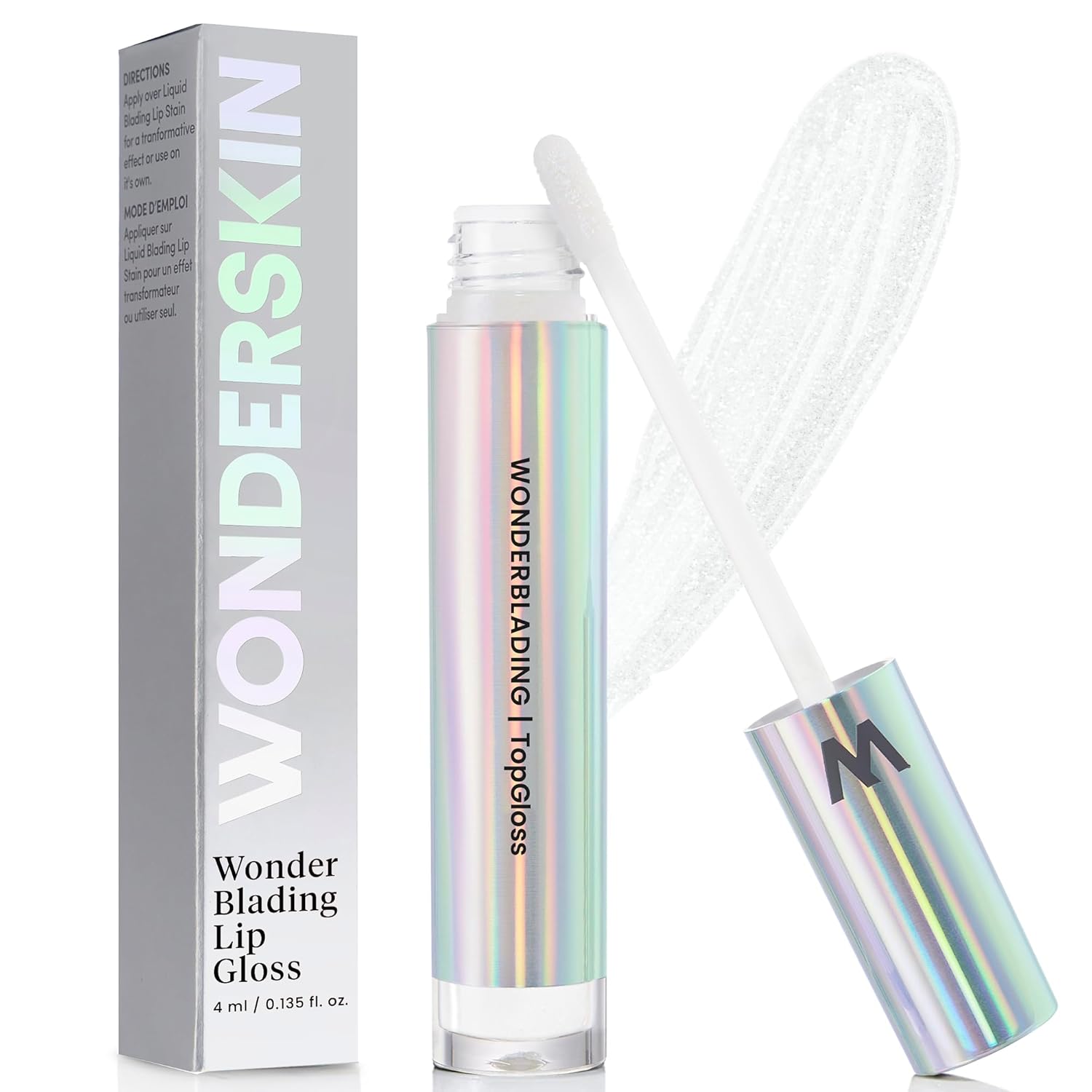 Wonderskin WONDER BLADING Top Gloss - Clear Glitter Lip Gloss, Hydrating and Hig...