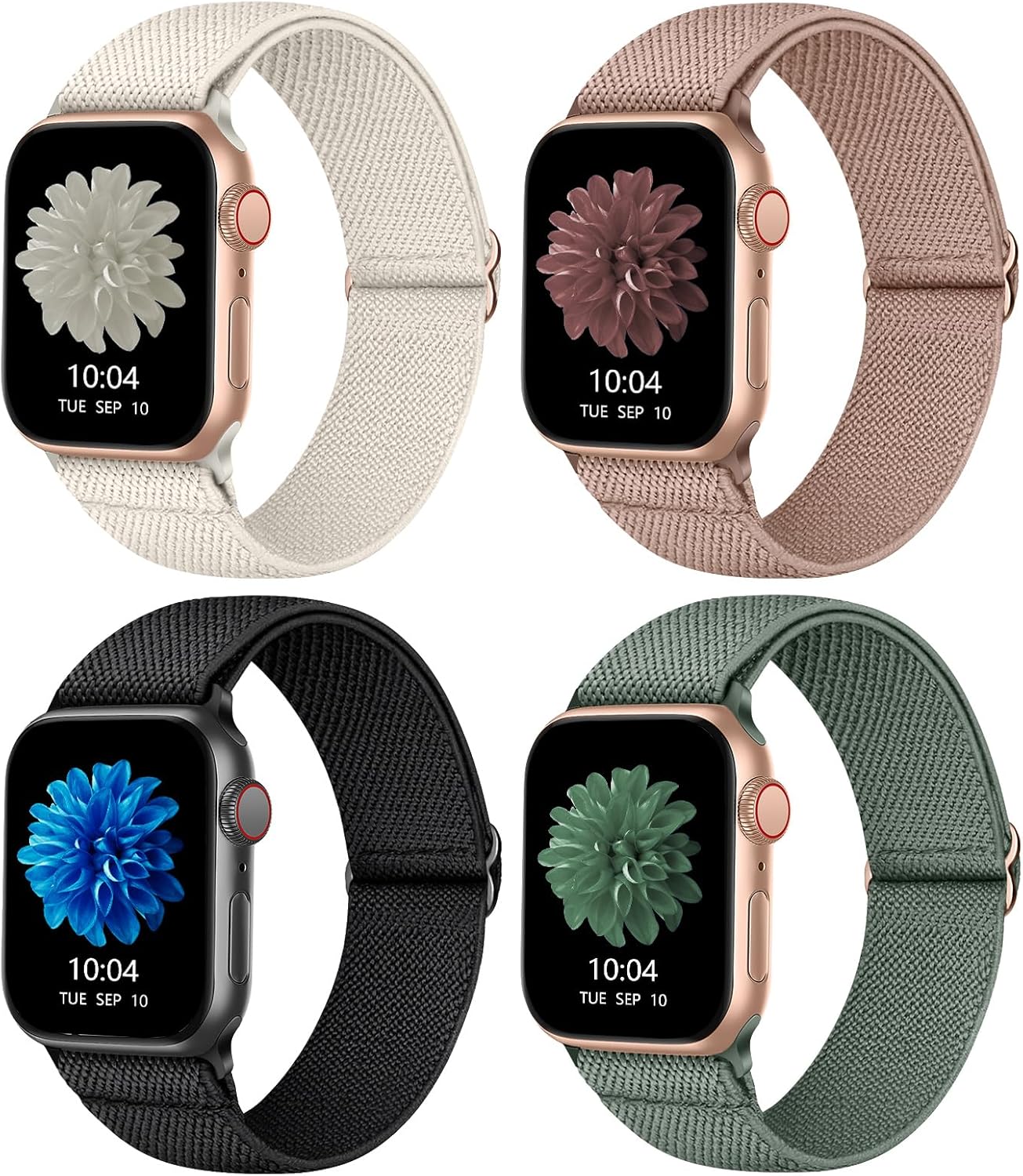 CCnutri 4 Pack Stretchy Nylon Strap Compatible with Apple Watch Straps 38mm 40mm...