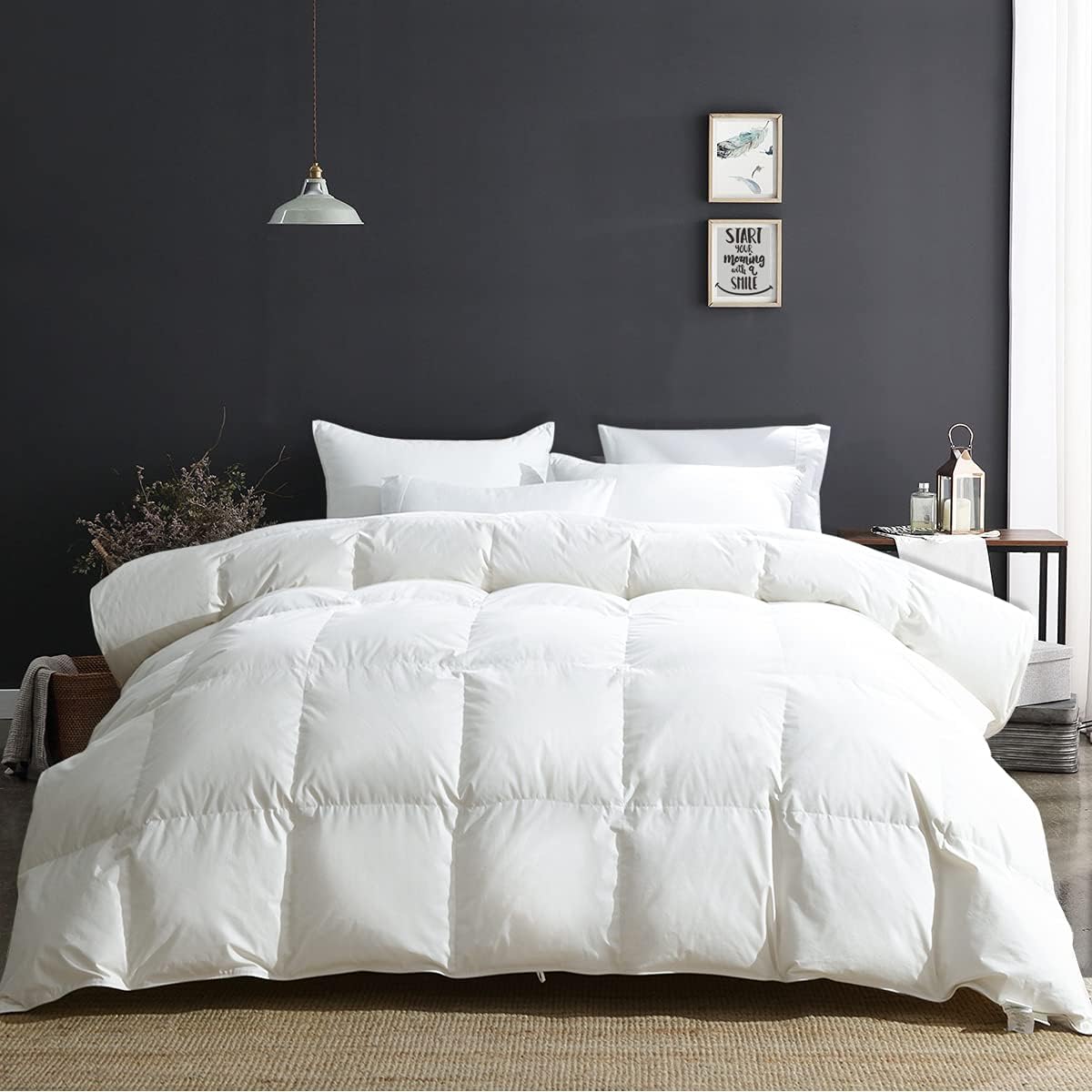 APSMILE Luxury 100% Organic Cotton Down Feather Fibers Comforter California King...