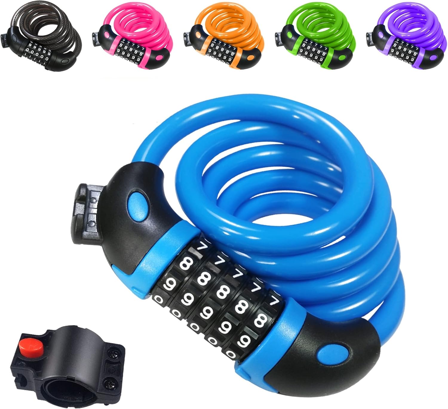 REHKITTZ Bike Lock Bicycle Locker Combination 5 Digit 120cm/12mm Long Cycle Cabl...