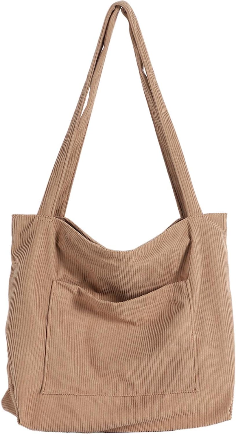 WantGor Women Corduroy Tote Bag, Large Shoulder Hobo Bags Casual Handbags Big Ca...