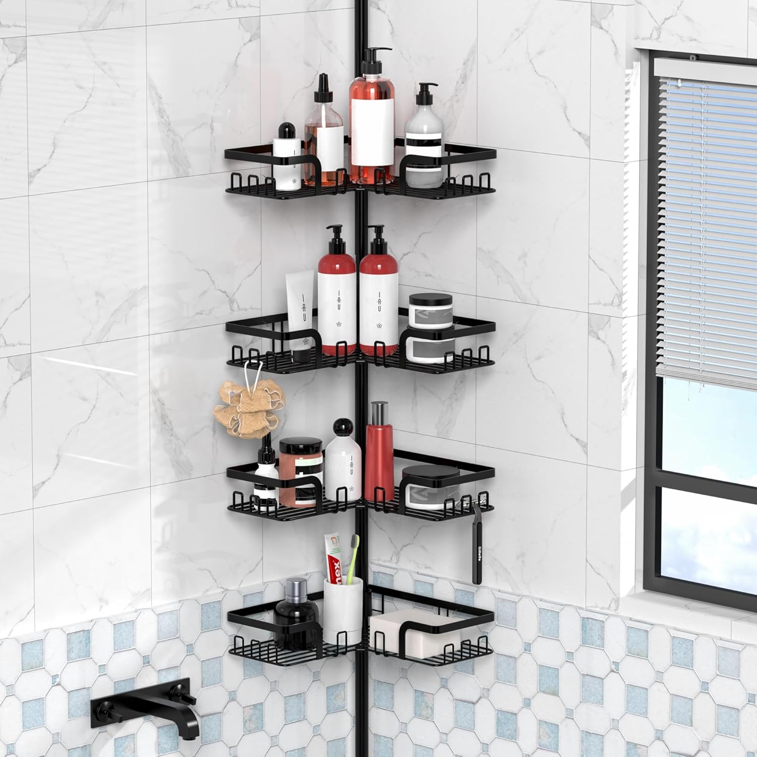Kegii Corner Shower Shelf Bathroom Corner Storage - Telescopic Shower Caddy, Bat...