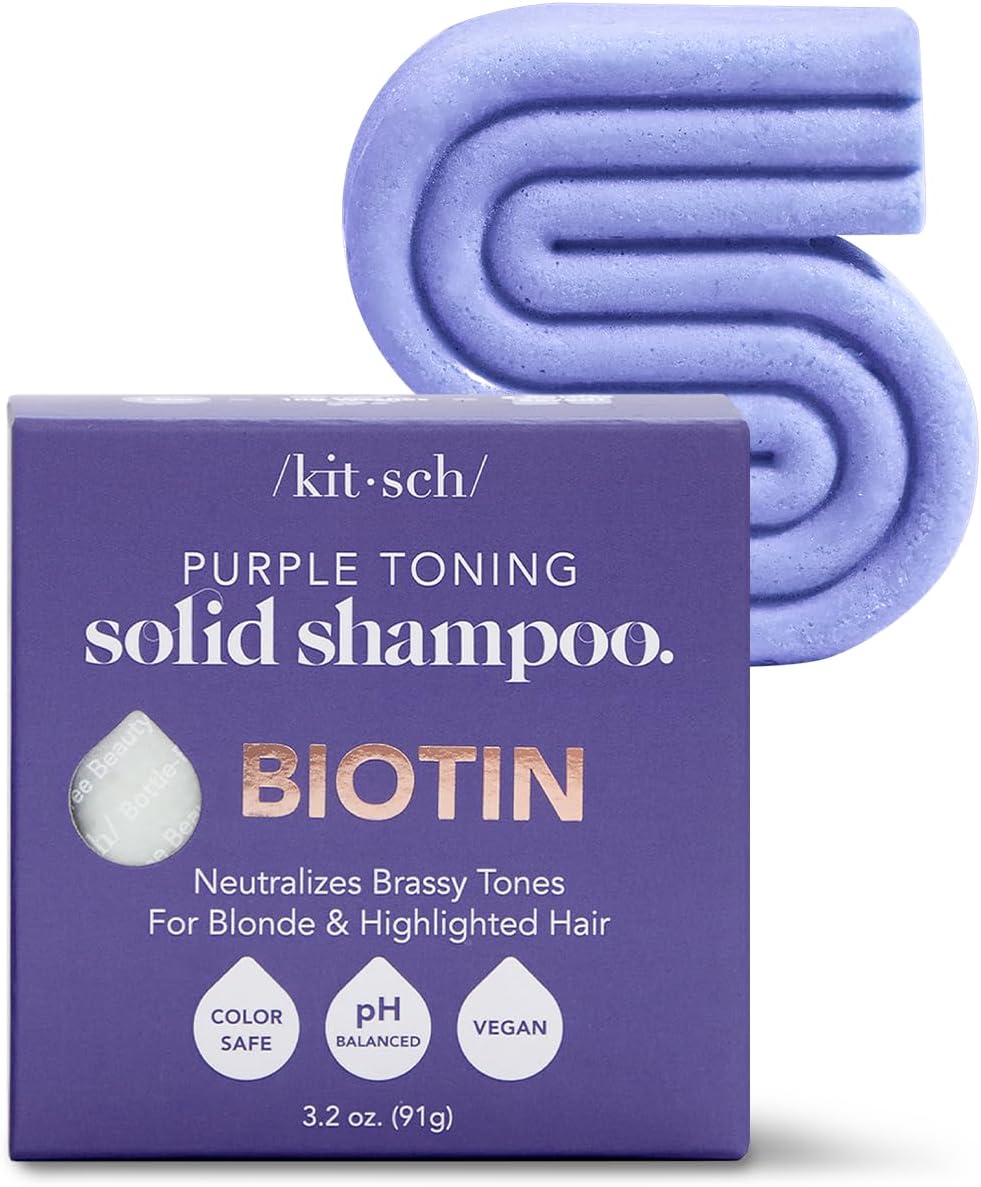 Kitsch Purple Shampoo Bar for Blonde Hair - Toning Purple Shampoo Bars with Biot...