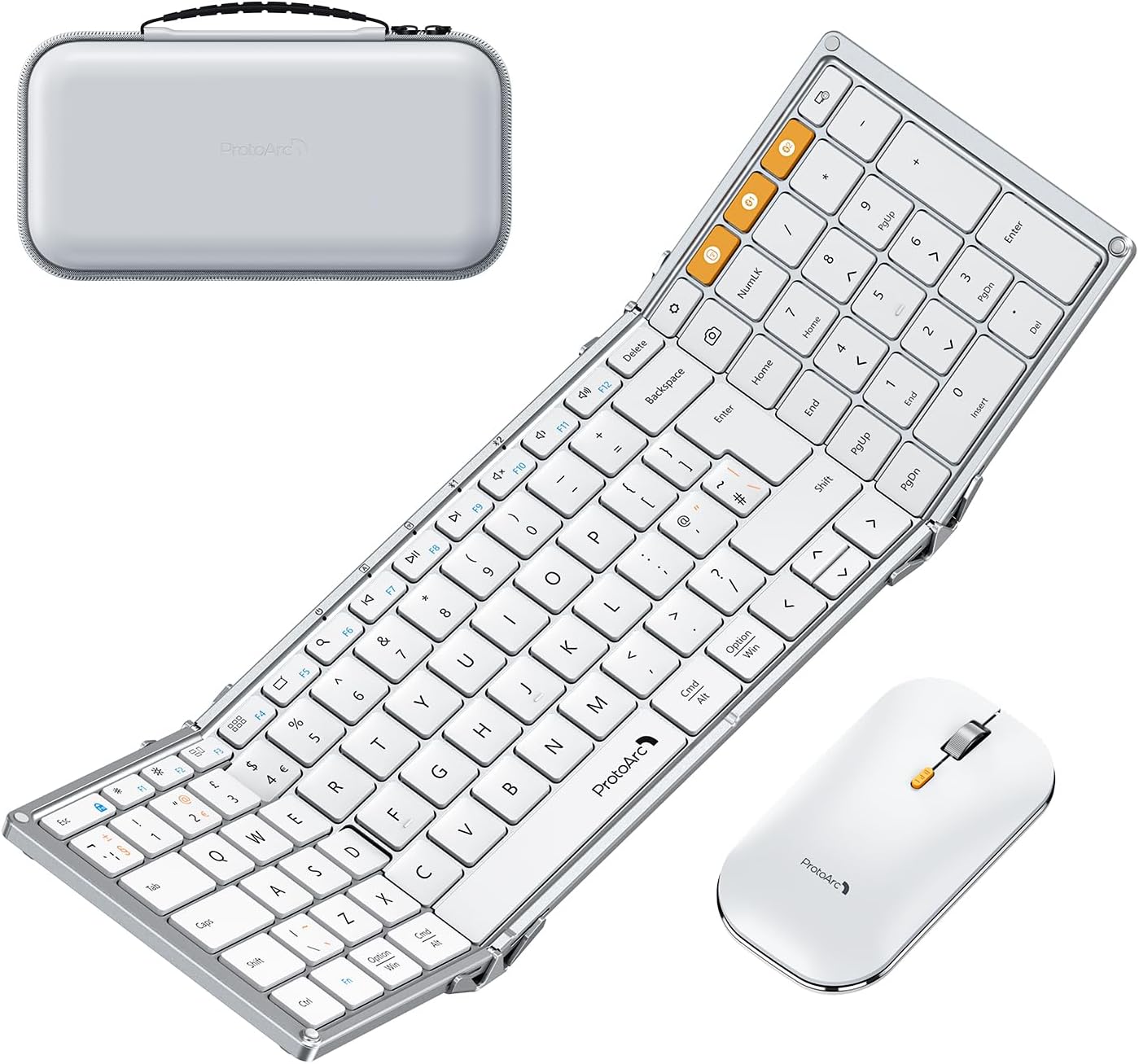 ProtoArc XKM01 Foldable Bluetooth Keyboard and Mouse, Folding Keyboard Mouse Com...