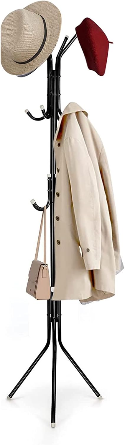Youyijia Coat Rack Stand Cloak Rack Metal Hanger with 12 Hooks Clothes Rack 3 Ti...