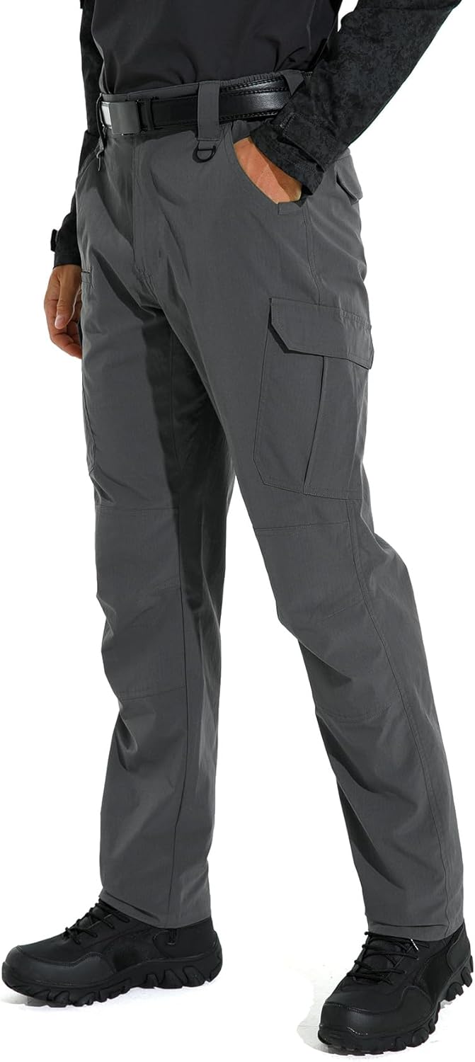 KFUBUO Men's Lightweight Ripstop Tactical Cargo Pants, Water Resistant Hiking Wo...