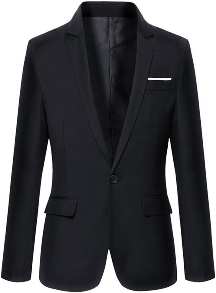 Beninos Mens Blazer Jacket Slim Fit Casual One Button Sport Coats Black X-Large