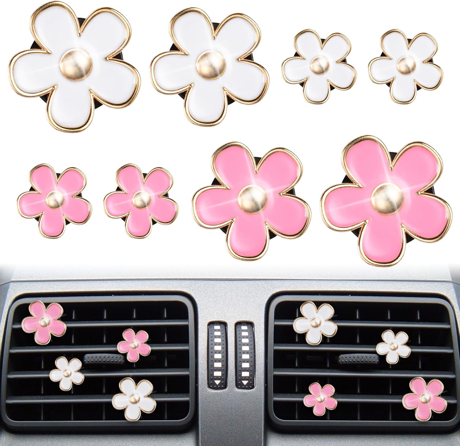 URAQT Daisy Flower Air Vent Clip, 8 PCS Car Air Fresheners Vent Clips, Cute Flow...