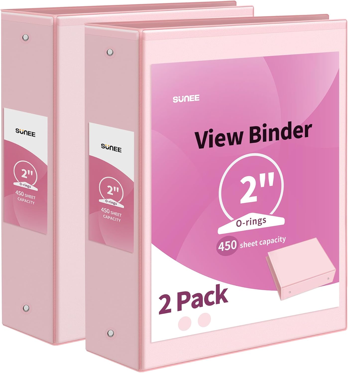 SUNEE 3 Ring Binder 2 Inch 2 Pack, Clear View Binder Three Ring PVC-Free (Fit 8....