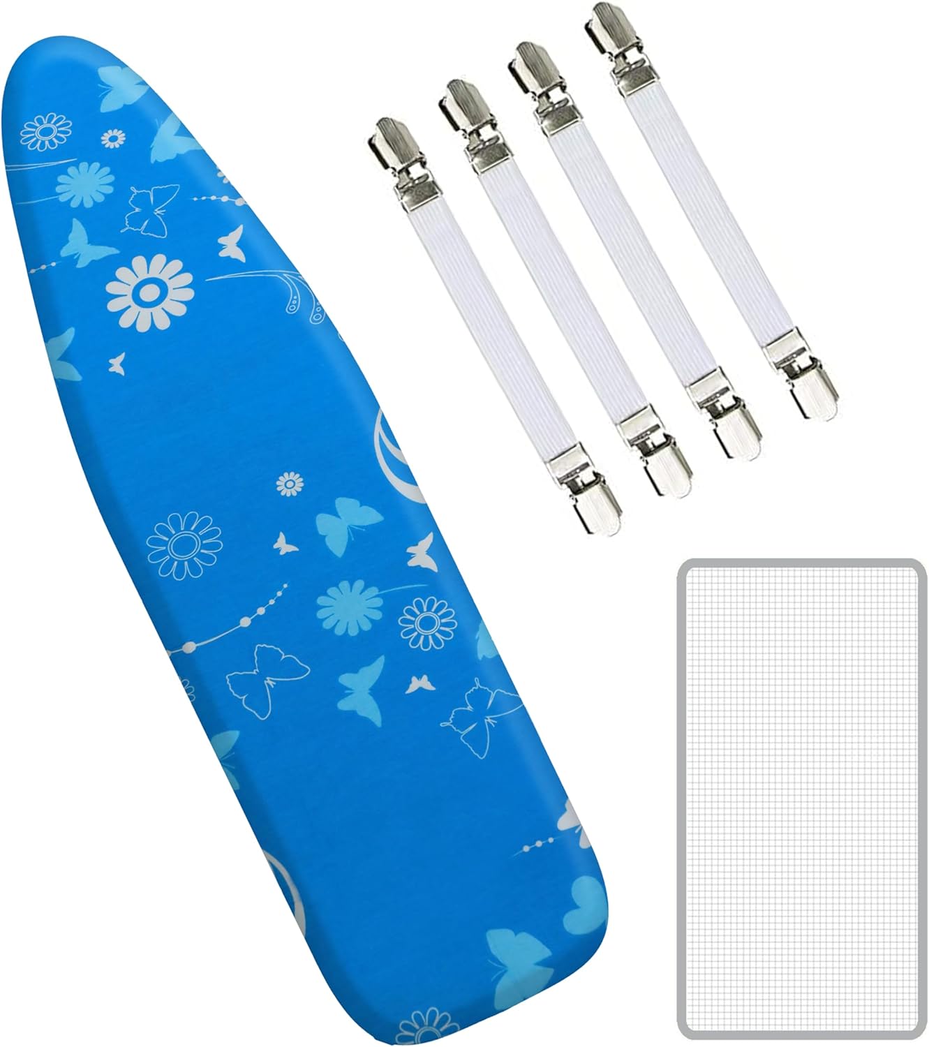 EcoNour Ironing Board Covers 124 x 38 cm Extra Thick 7mm Padding, 100% Cotton To...