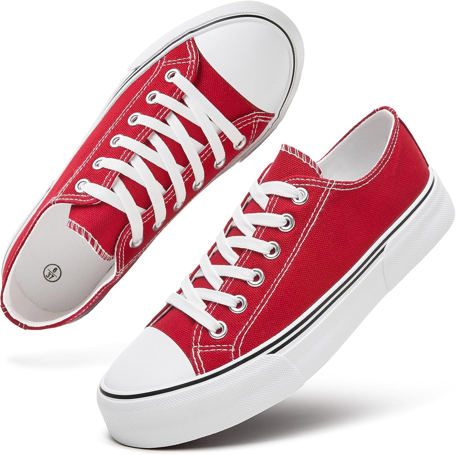 hash bubbie White Sneakers for Women Low Top Canvas Shoes Womens Canvas Sneakers...