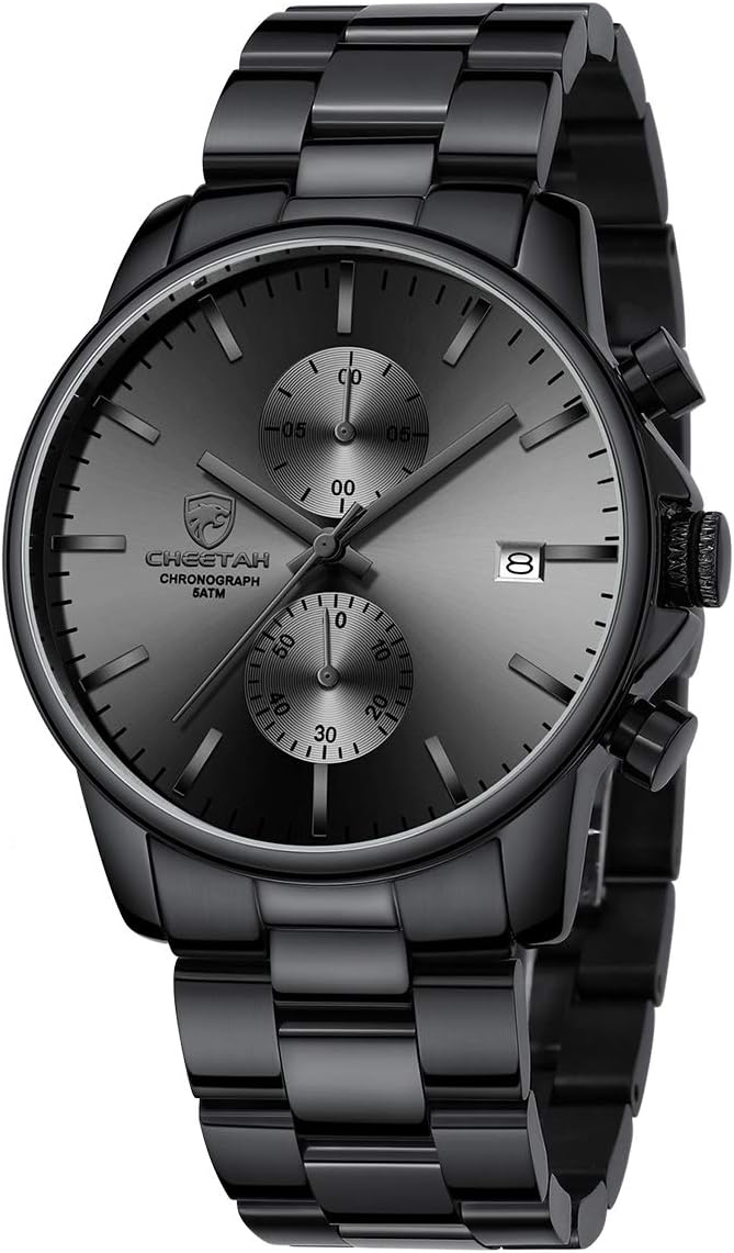 GOLDEN HOUR Fashion Business Mens Watches with Stainless Steel Waterproof Chrono...
