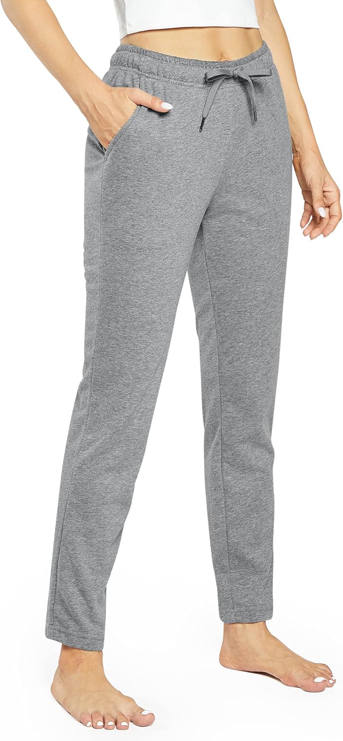 OUGES Womens Cotton Joggers Open Bottom Jogging Sweatpants Sports Trousers Track...
