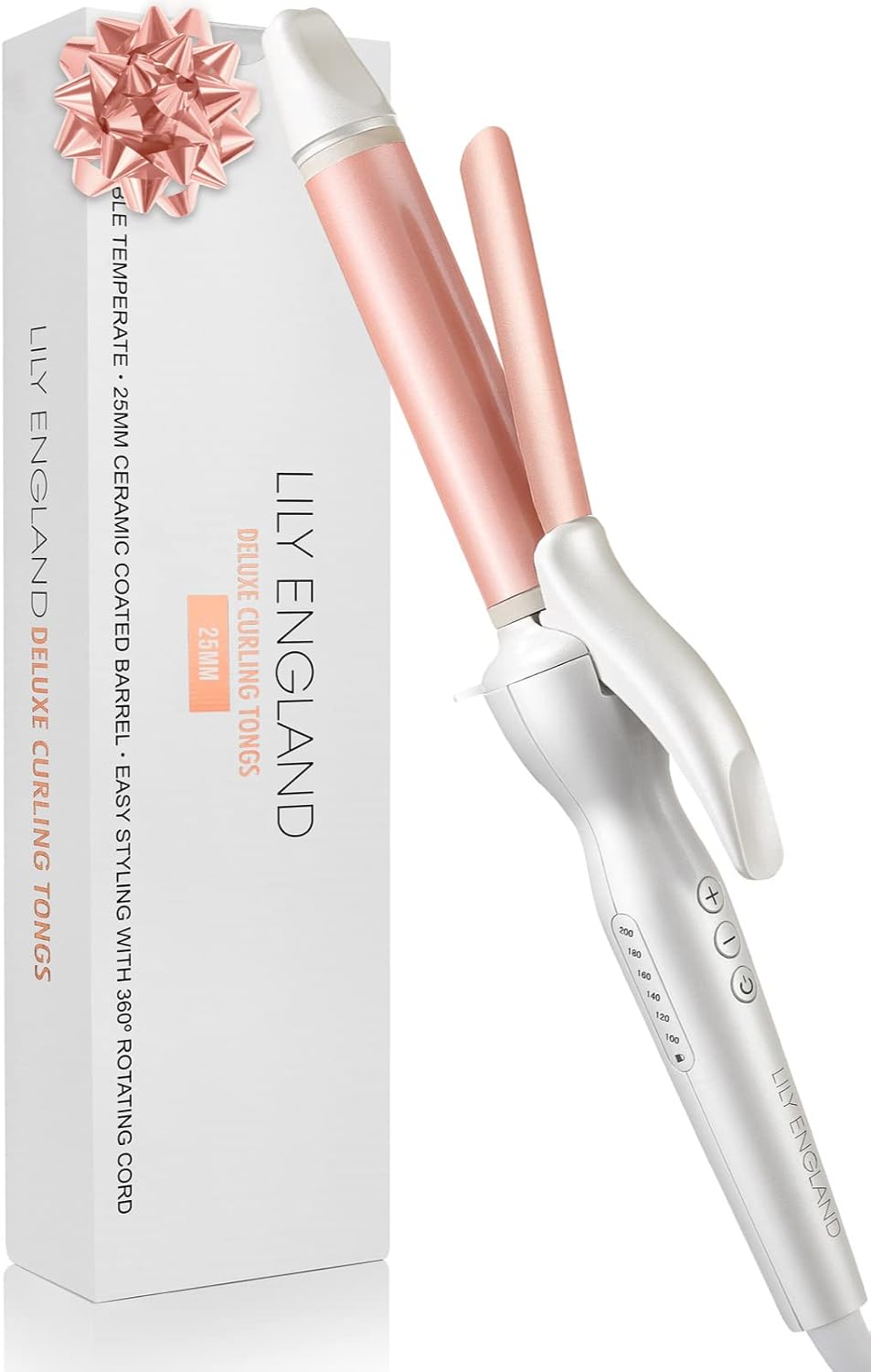 Lily England Hair Curling Wand 25mm, Ceramic Curling Tongs for Short Hair to Lon...