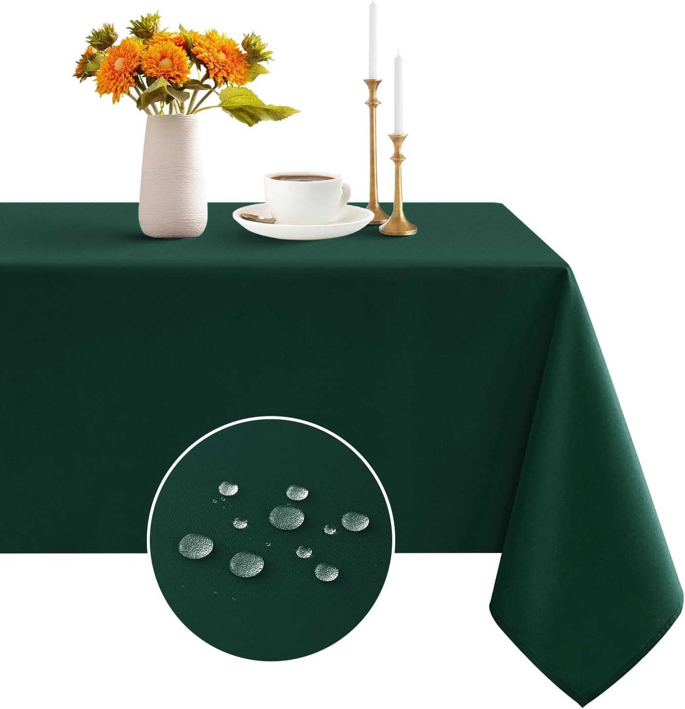 Christmas Table cloth dark Green wipe clean,large,140x280 CM,Stain Resistant Was...