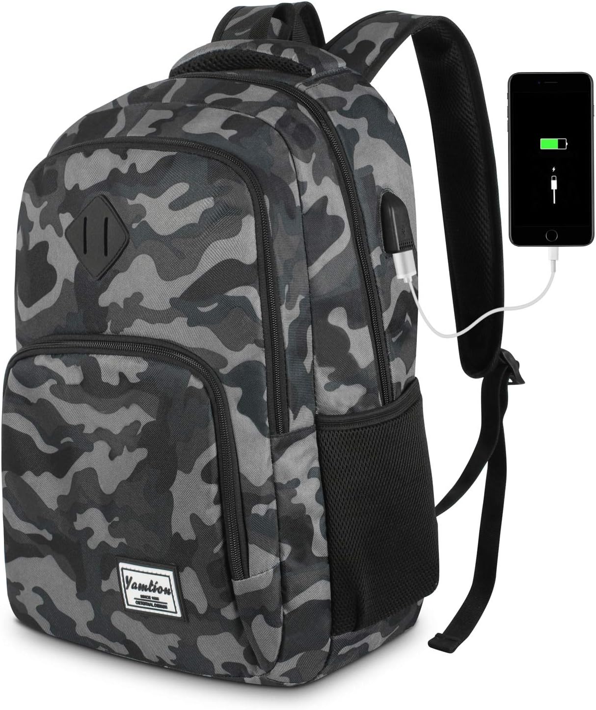 YAMTION 17 Inch School Backpack for Teen Boys,Bookbag for High School College Ba...