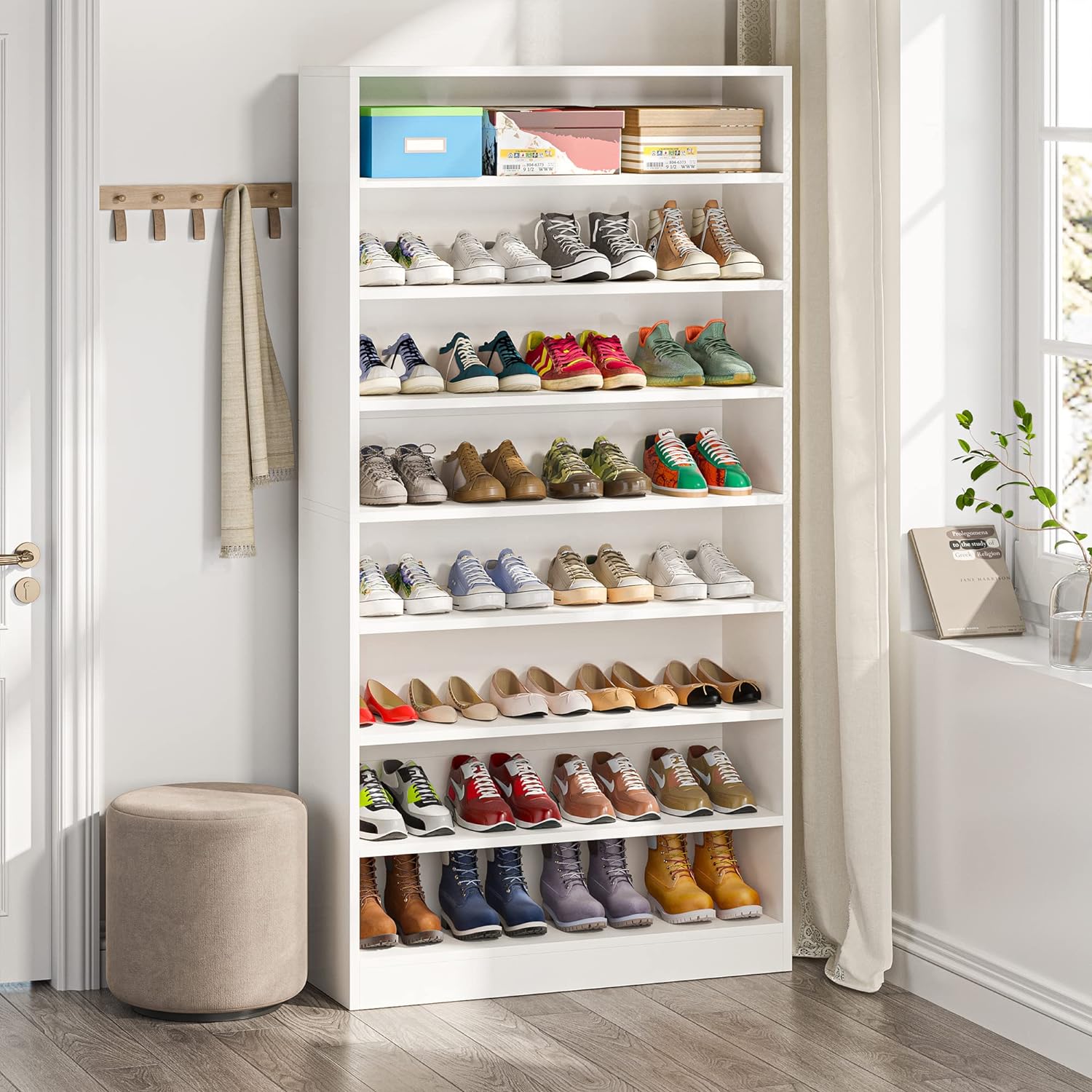 Tribesigns Shoe Cabinet, 9 Tiers 40-45 Pairs Heavy Duty Wood Freestanding Shoe S...