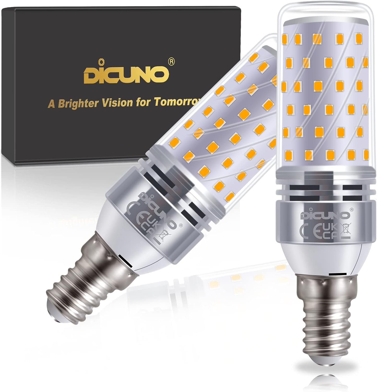 DiCUNO E14 LED Bulb 10W, E14 Small Edison Screw Light Bulbs, Warm White 2700K, 1...
