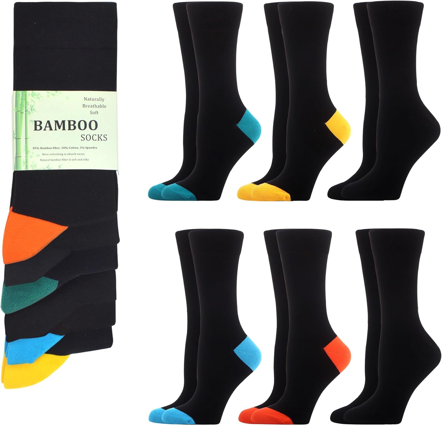 WeciBor Women's Bamboo Breathable Soft Seamless Crew Socks 6 Pack 4-7 6 Pairs -...