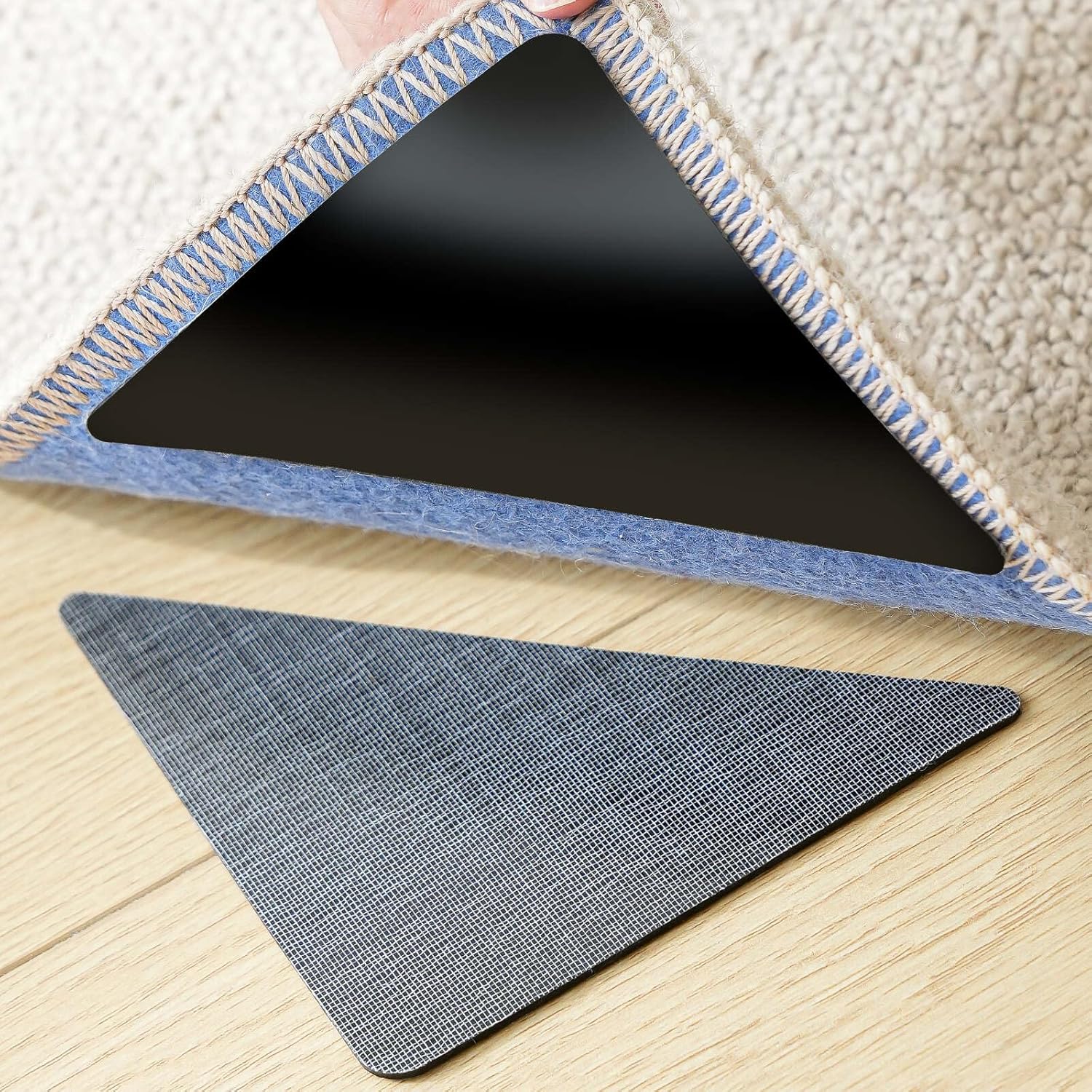 12PCS Non Slip Rug Grippers, Rug Pads Grippers, Rug Tape Anti Slip Carpet Pads R...