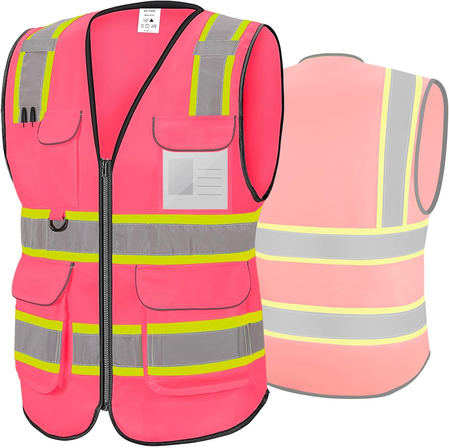 TICONN Reflective Safety Vest High Visibility Class II Mesh Vest for Women & Men...