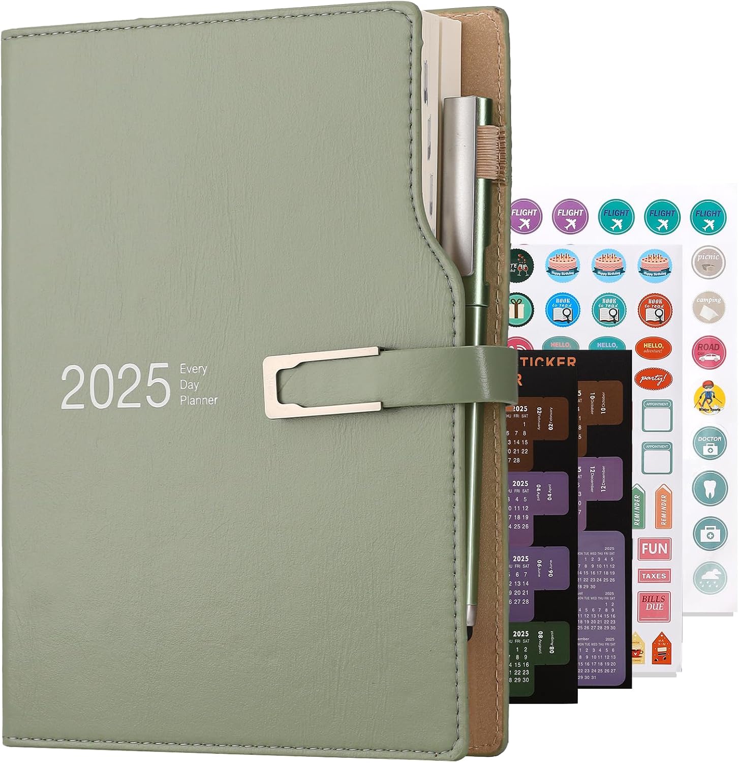 Academic Diary 2025 A5 Day to Page,Schedule Organizer with Calendar Stickers, Ag...