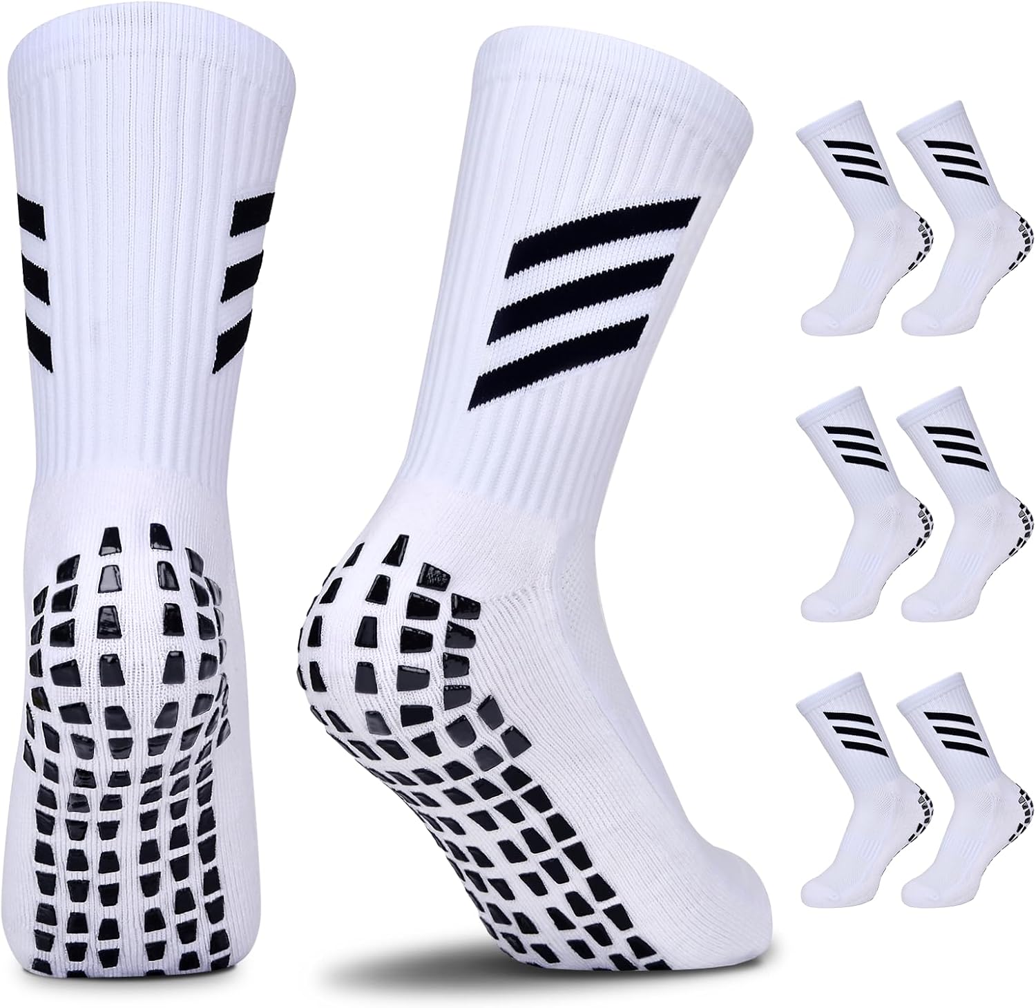JUYANO Kids Grip Socks Football Socks Boys Girls, 3 Pairs Breathable Grip Socks...