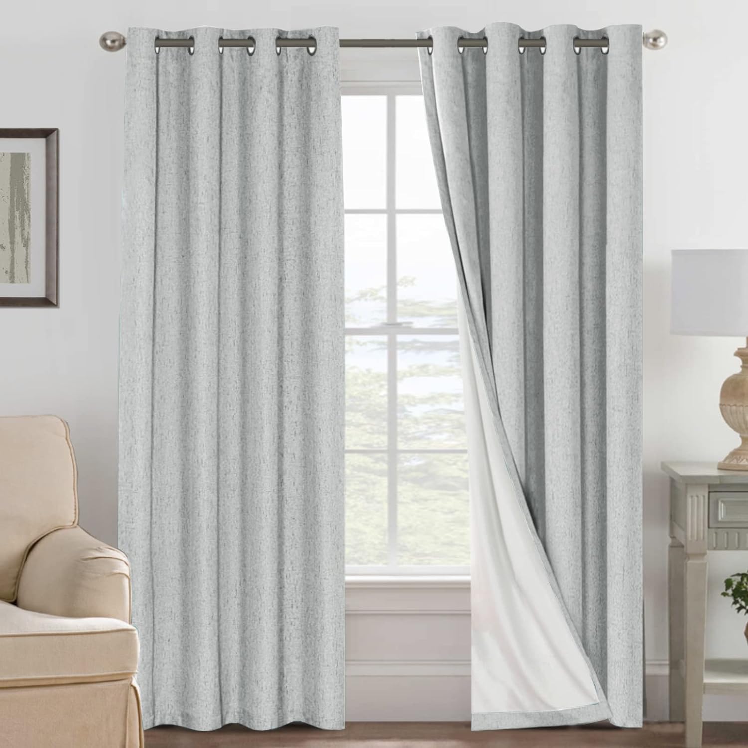 H.VERSAILTEX 100% Blackout Curtains for Bedroom Thermal Insulated Linen Textured...