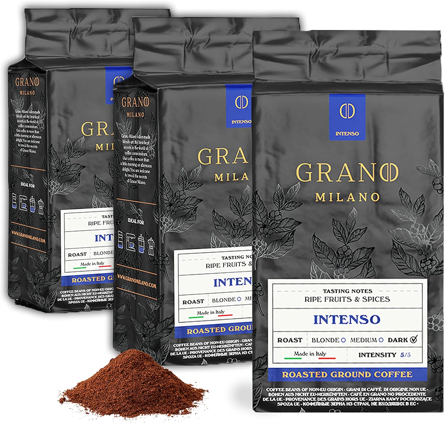 Grano Milano Ground Coffee 750g, Intenso Arabica a...