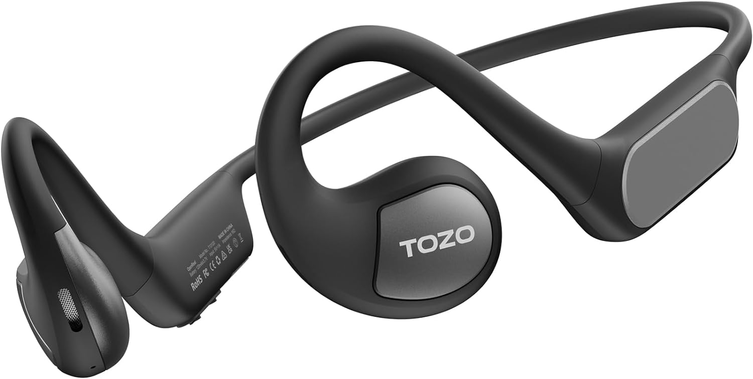 TOZO Upgraded Open Ear Headphones Bluetooth 5.3 Air Conduction Wireless Headphon...