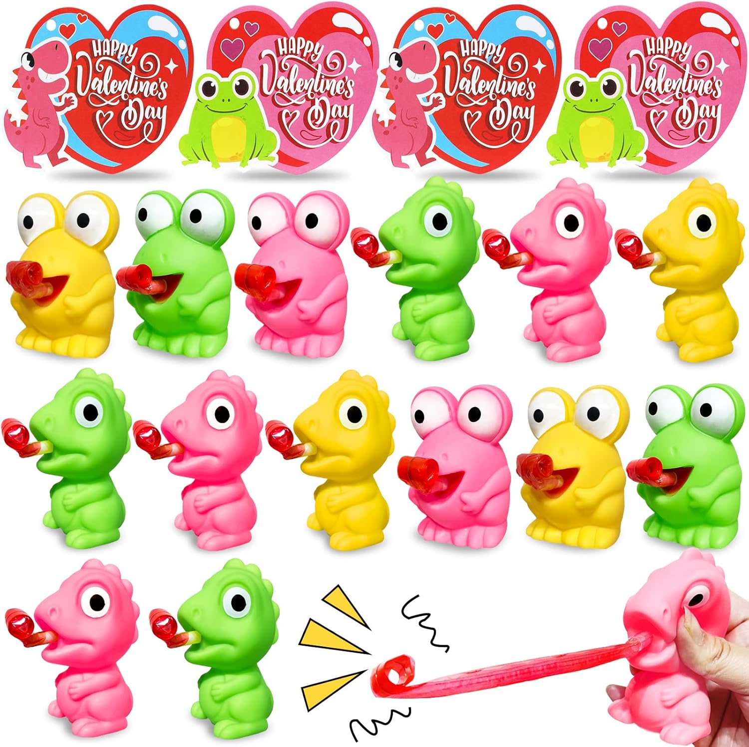 Valentines Day Gifts for Kids 24 Pack Valentines Cards with Squeeze Animals Frog...