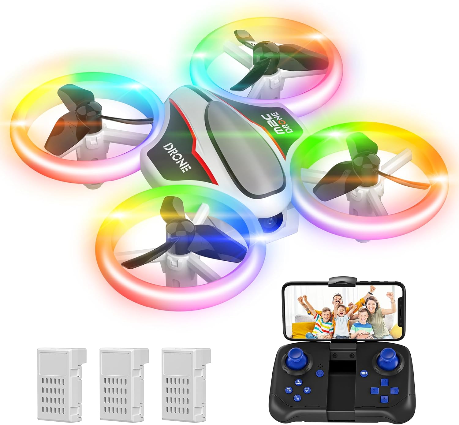 Mini Drone with 720P HD Camera for Kids and Adults, RC Quadcopter with Multi-Col...
