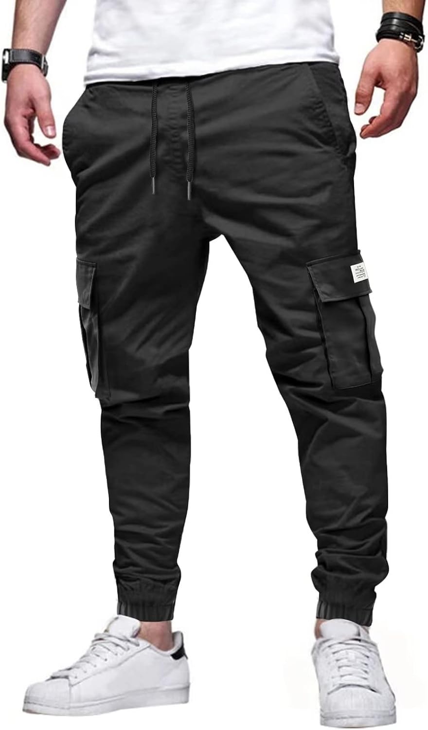 Elegancity Mens Cargo Trousers Casual Jogger Work Pants Regular Fit Drawstring S...