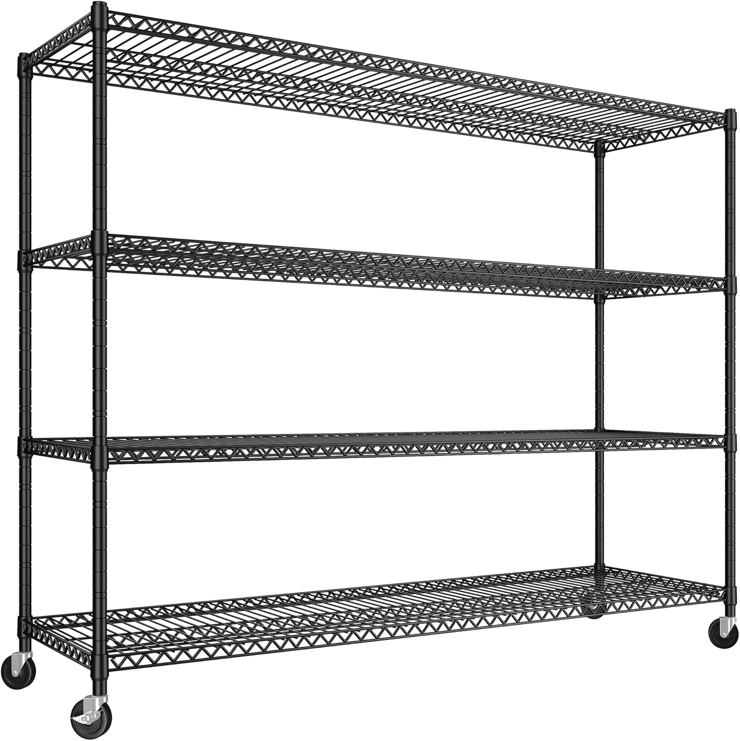 REIBII 60''W Storage Shelves, 4 Tier Steel Wire Shelving Unit on Wheels, 2500LBS...