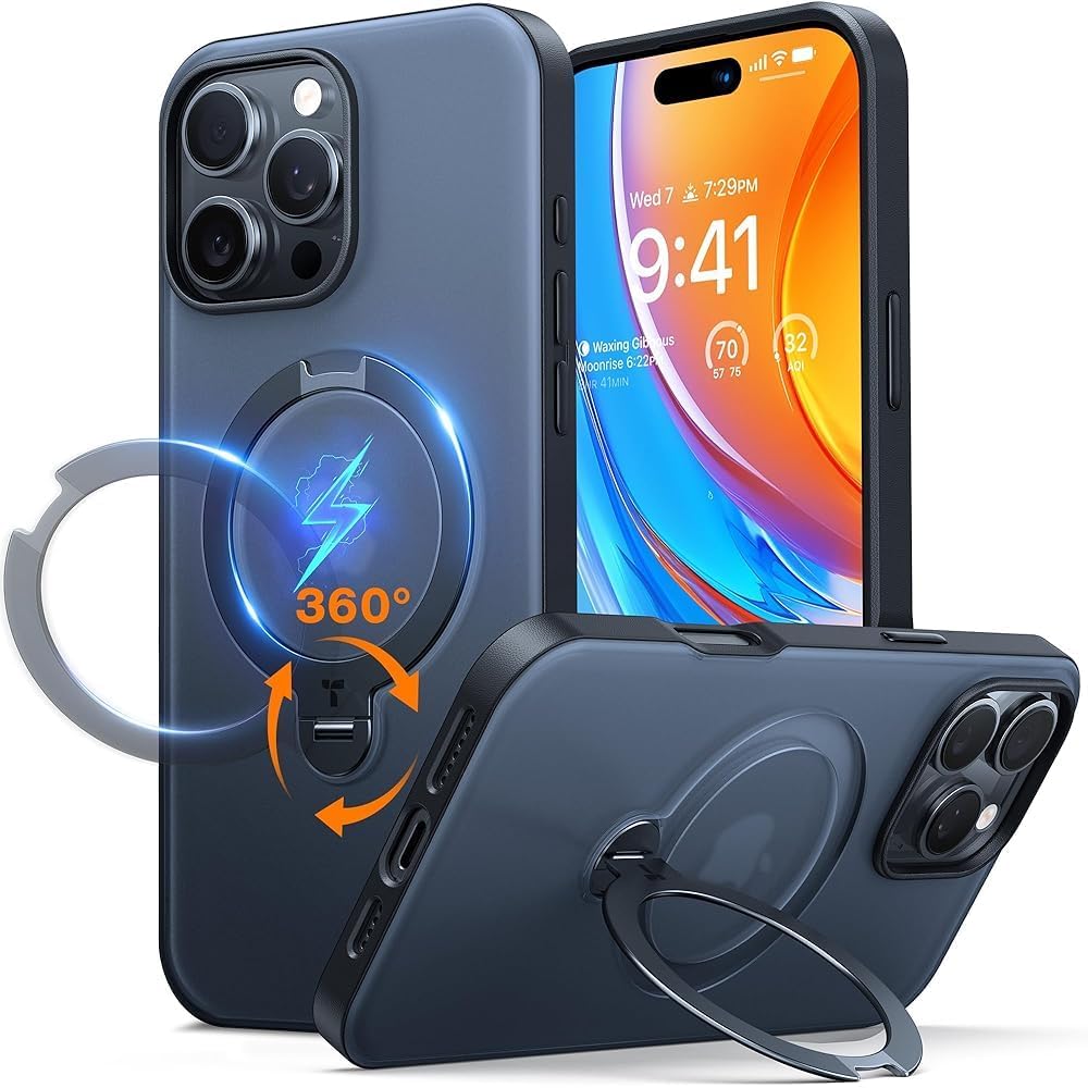 TORRAS 360° Spin Magnetic Stand for iPhone 16 Pro Case, Compatible with Magsafe,...