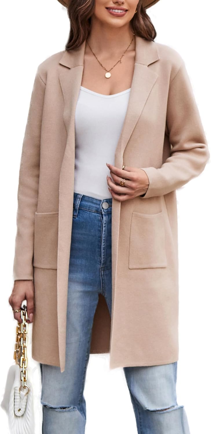 GRACE KARIN Women's 2024 Fashion Open Front Long Cardigan Sweaters Long Sleeve L...
