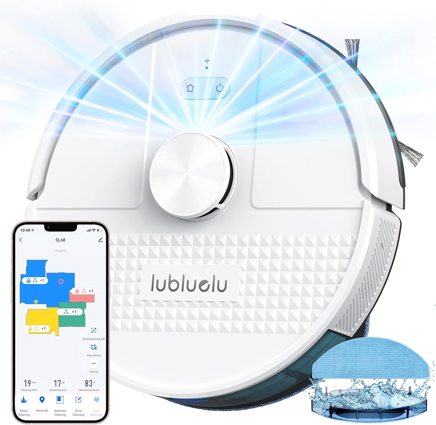 Lubluelu Robot Vacuum Cleaner with Mop 4500Pa,3 in 1 Robotic Vacuum, Laser Navig...