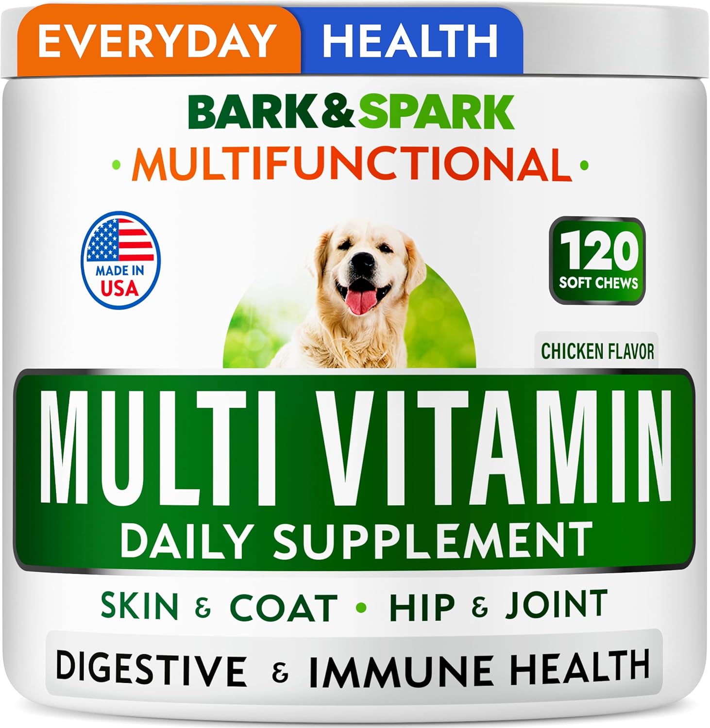 BARK&SPARK Dog Vitamins and Supplements - Multivitamin Chewable Treats for Dogs...