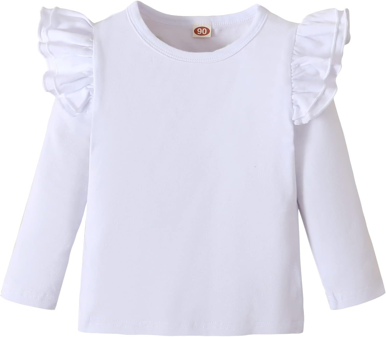 Toddler Baby Girl Solid Color T Shirt Kids Blouse Basic Plain Ruffle Top Cotton...
