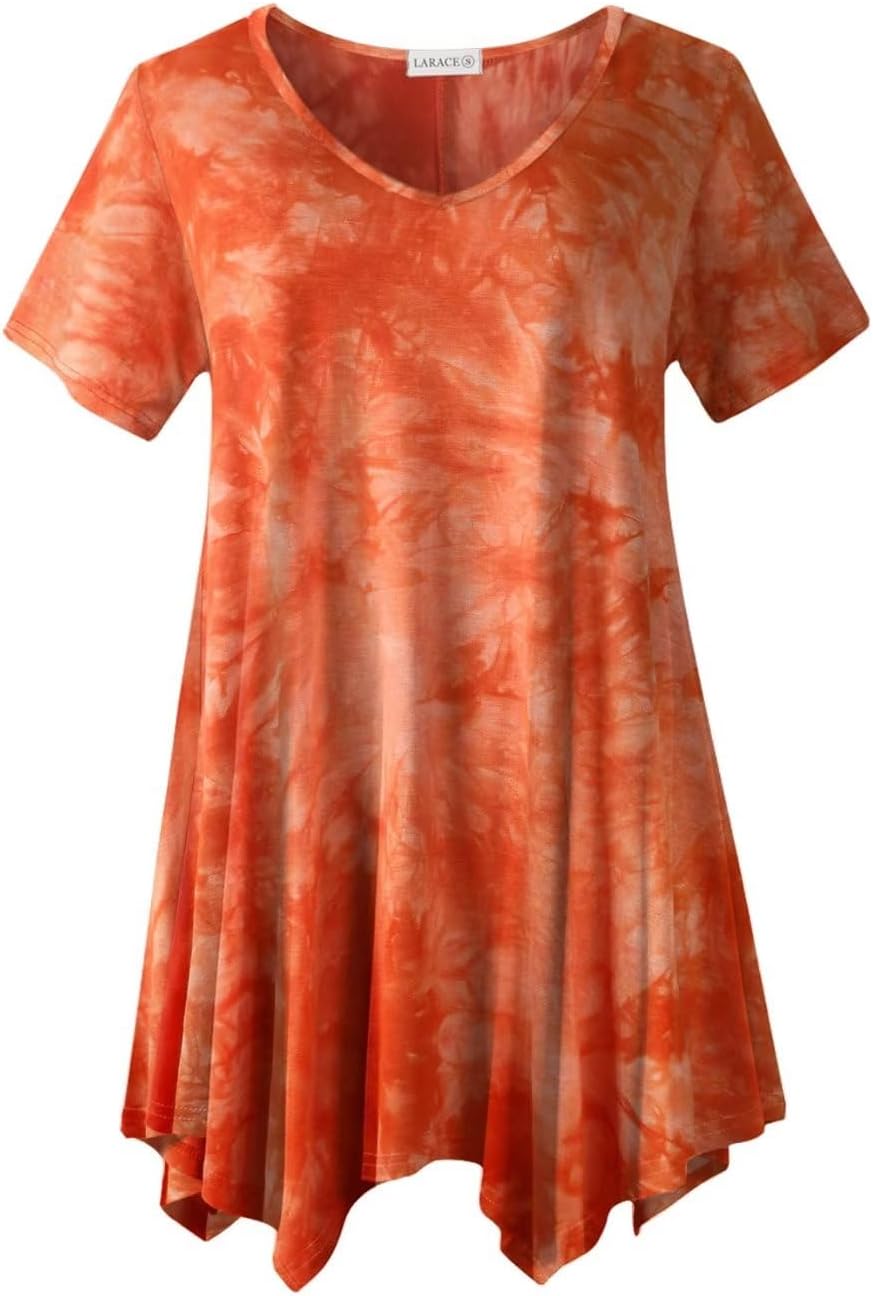 LARACE Plus Size Tops for Womens Summer Clothes Short Sleeve Shirts Casual V Nec...