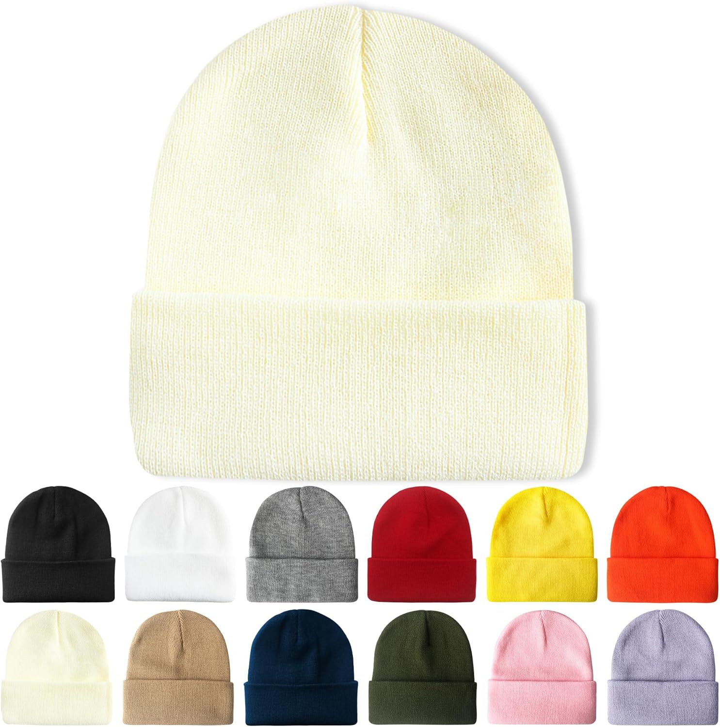 PFFY Beanie for Men Women Unisex Knit Cuffed Plain Winter Beanies Hats Skull Cap...