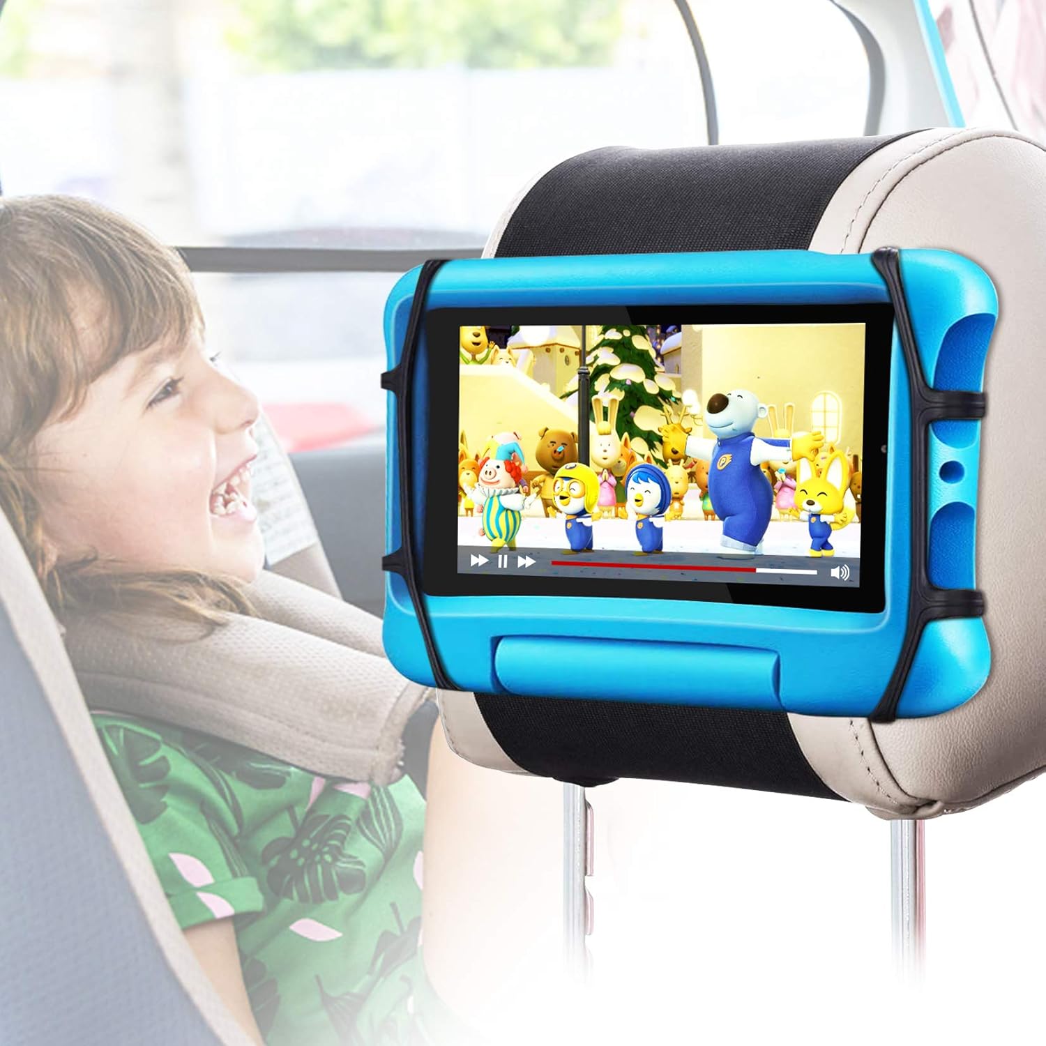 FANGOR Car Headrest Mount Holder, Tablet Holder for Kids in Back Seats, Anti-Sli...