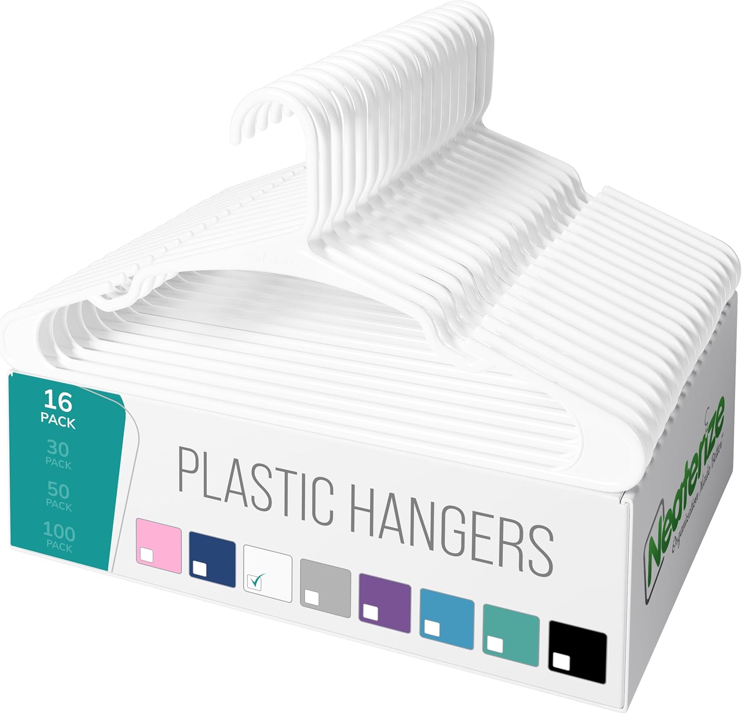 NEATERIZE Clothes Hangers Plastic 16 Pack for Adults - Plastic Hangers, The Perf...
