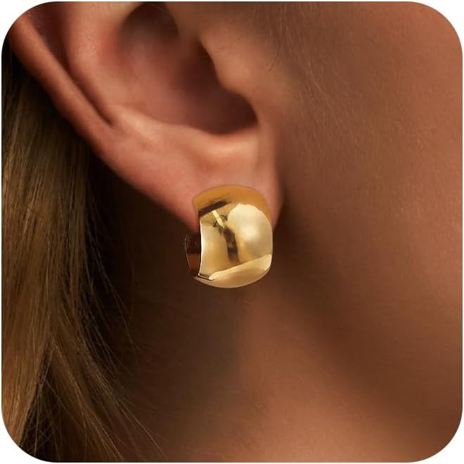 Dainty Small Hoop Earrings for Women -Trendy 14K Gold/Silver Plated Hypoallergen...
