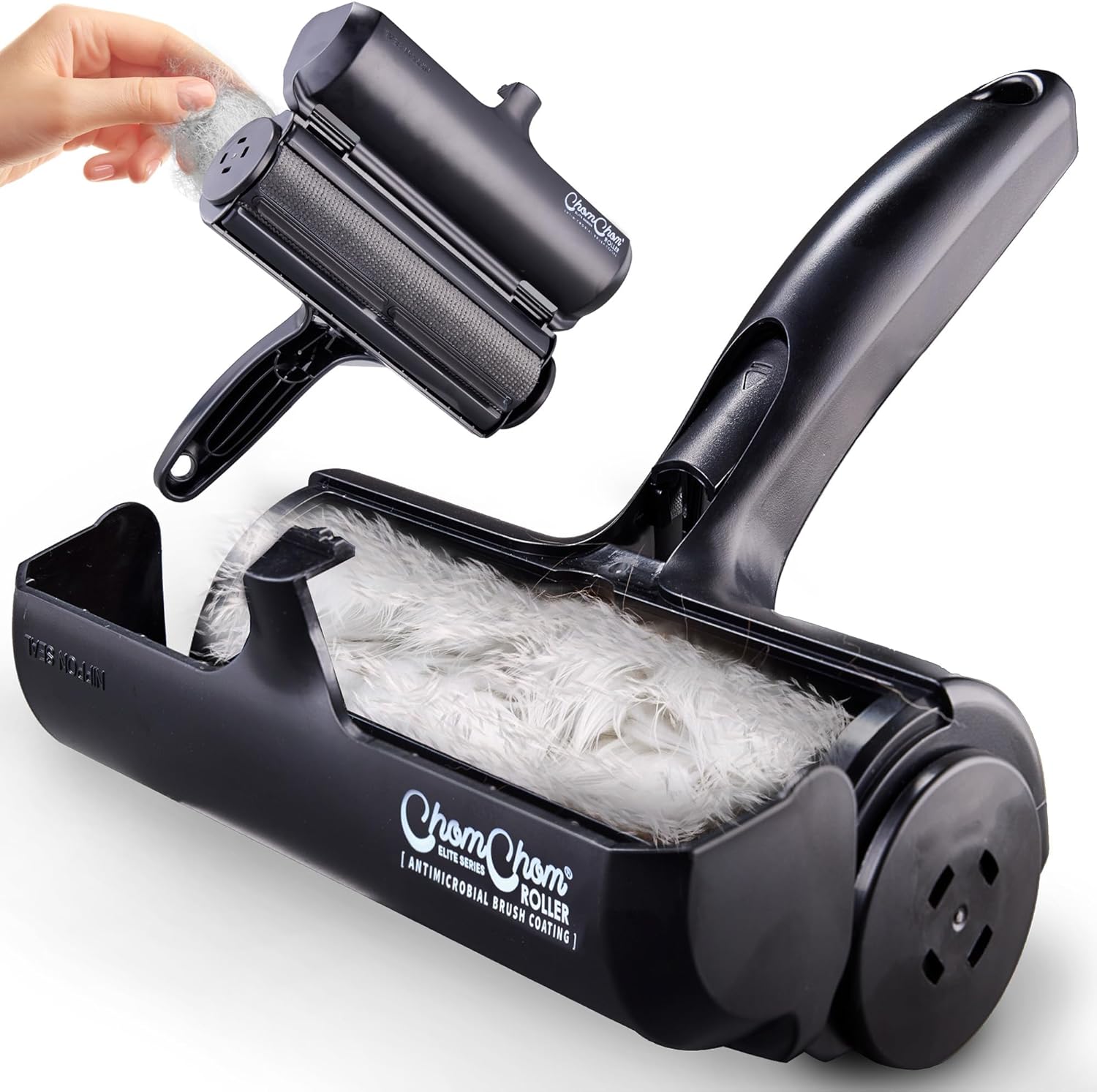 Chom Chom Roller Pet Hair Remover and Reusable Lint Roller - Black ChomChom Cat...