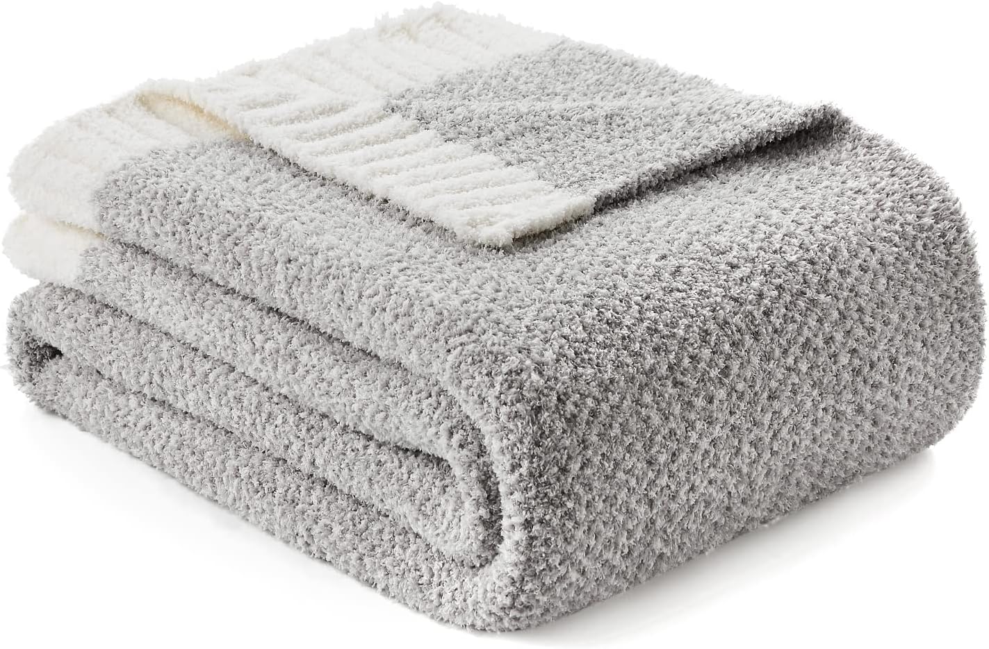 Snuggle Sac Grey Throw Blanket for Couch, Reversible Super Soft Blankets Warm Co...