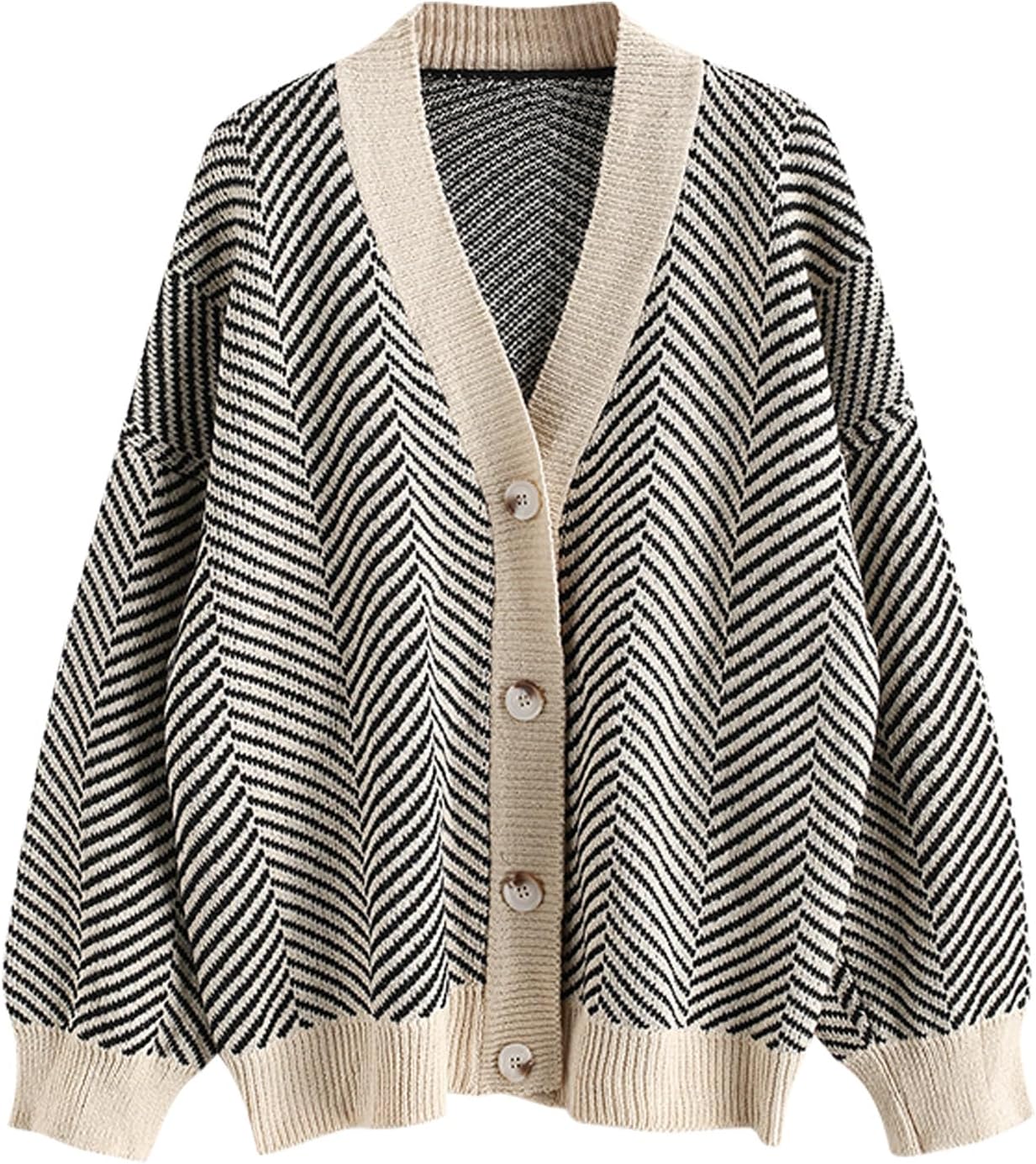 ZAFUL Women's Striped Cardigan Long Sleeve Button...