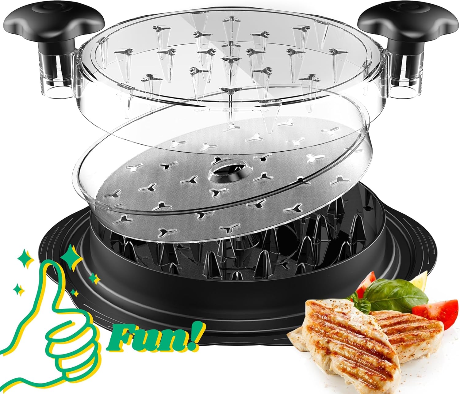 Chicken Shredder with Separate Plate, Large Meat Shredder Tool Twist with Transp...