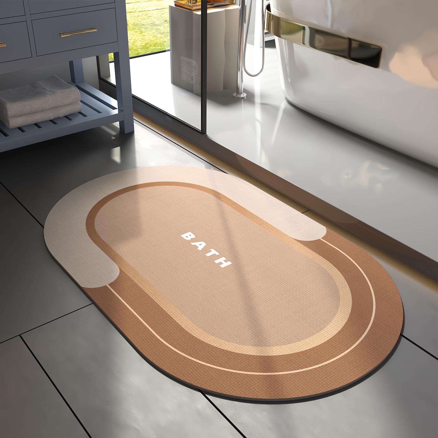 Bath Mat-Bathroom Mat Bathroom Rug Absorbent Non Slip Quick Dry Stain Resistant...